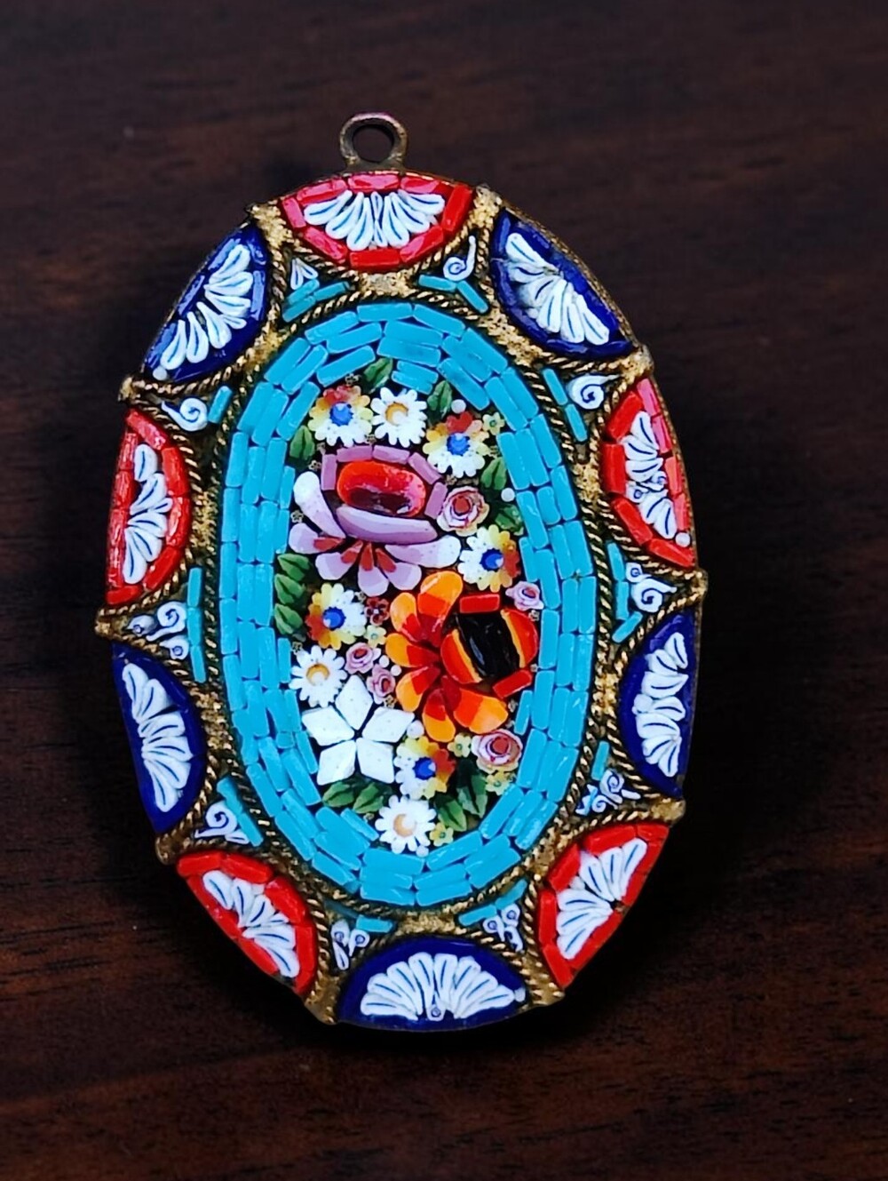 Large Vintage Italian Micromosaic Pendant